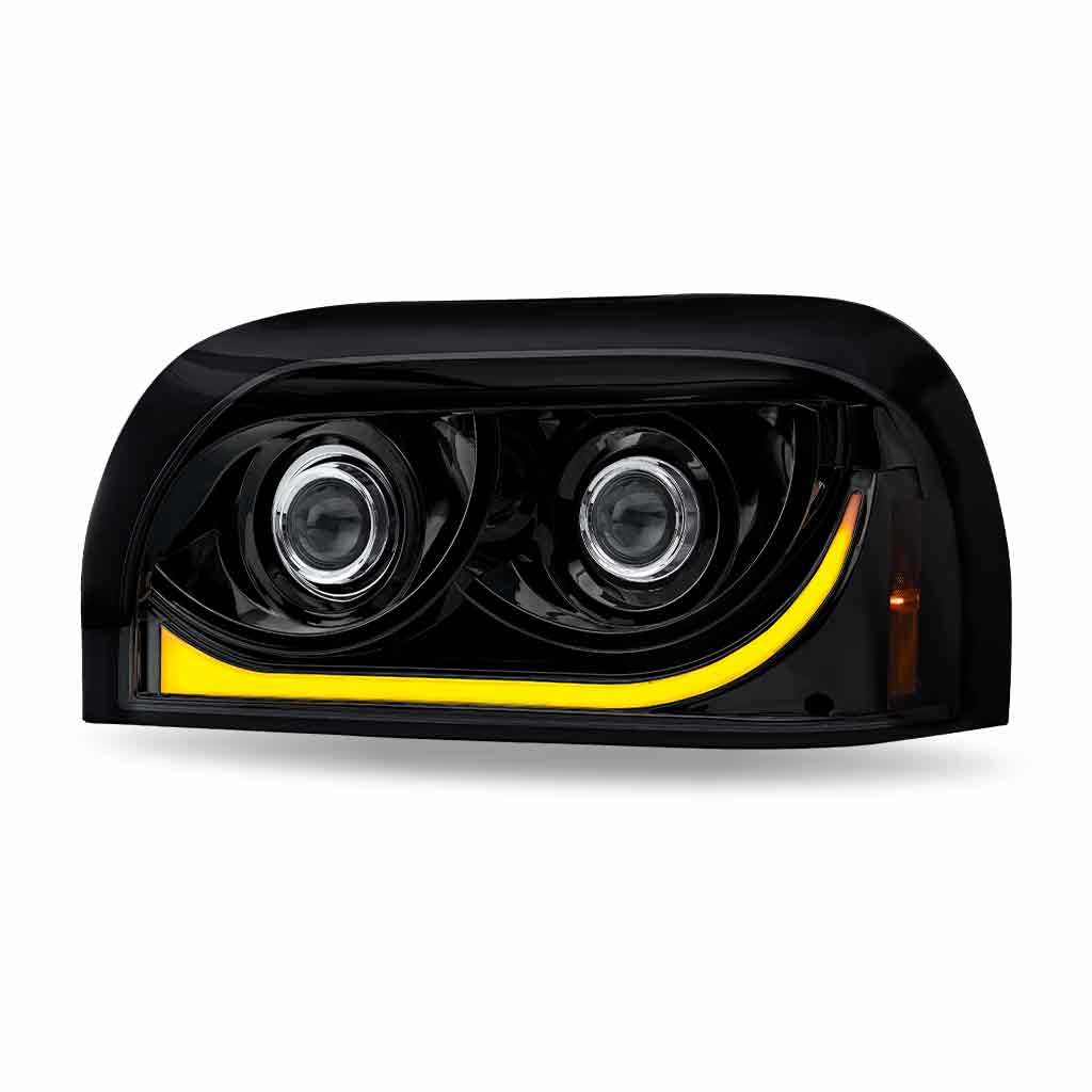 FTL. Century LED Projector Headlight Assembly with LED Glow Position, Turn & Marker Accent - Black (Driver Side) - Thumbnail 3