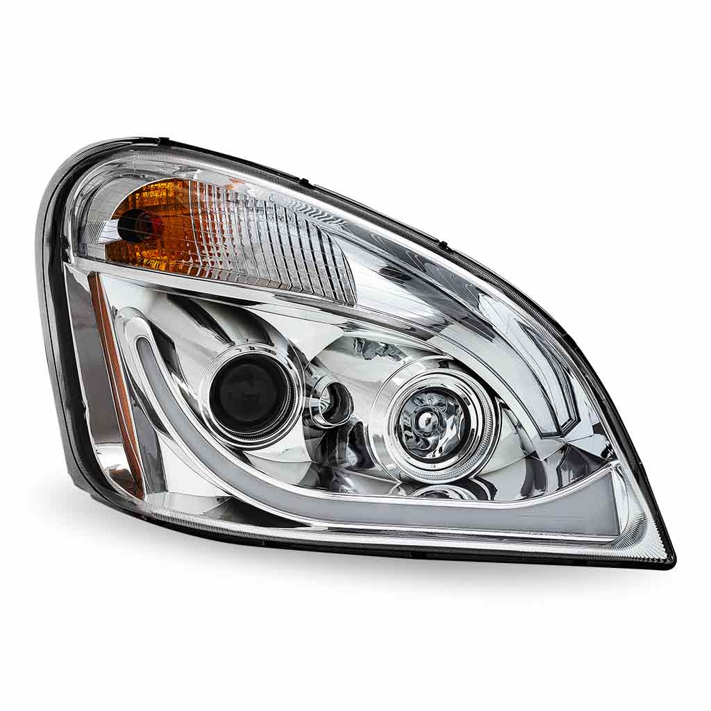 FTL. Cascadia LED Projector Headlight Assembly with LED Glow Position, Turn & Marker Accent - Chrome (Passenger Side) - Thumbnail 2