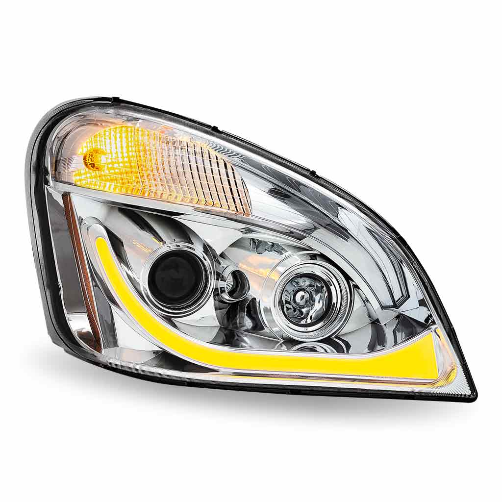 FTL. Cascadia LED Projector Headlight Assembly with LED Glow Position, Turn & Marker Accent - Chrome (Passenger Side) - Thumbnail 4