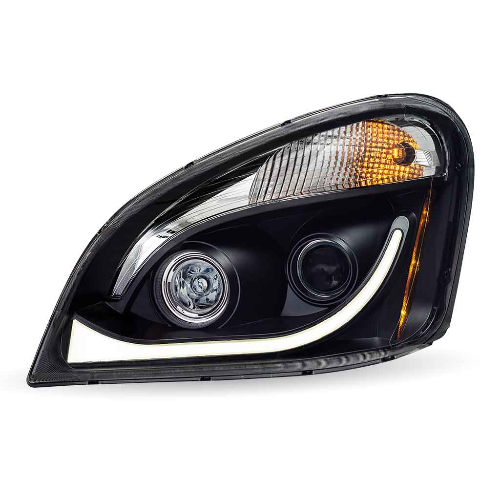 FTL. Cascadia LED Projector Headlight Assembly with LED Glow Position, Turn & Marker Accent - Black (Driver Side) - Thumbnail 3