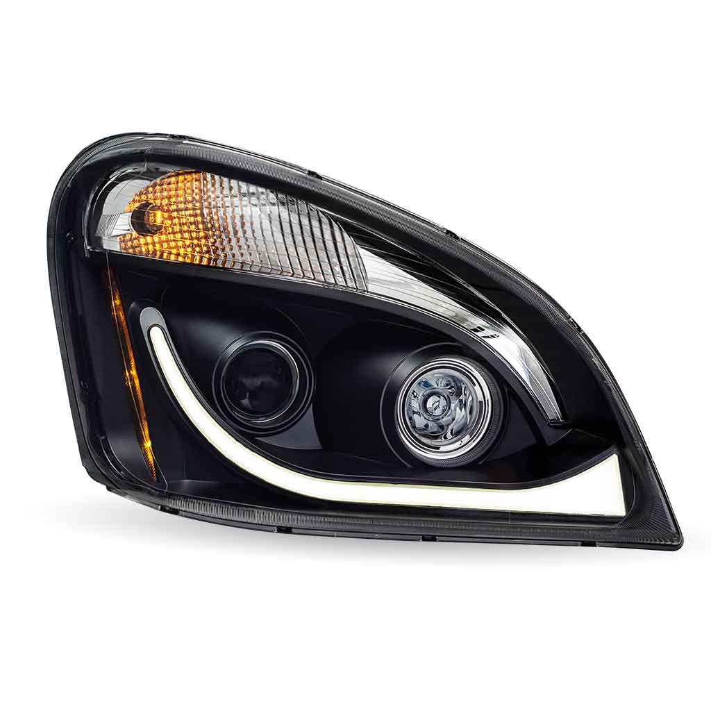 FTL. Cascadia LED Projector Headlight Assembly with LED Glow Position, Turn & Marker Accent - Black (Passenger Side) - Thumbnail 3