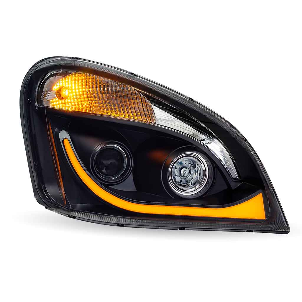 FTL. Cascadia LED Projector Headlight Assembly with LED Glow Position, Turn & Marker Accent - Black (Passenger Side) - Thumbnail 4