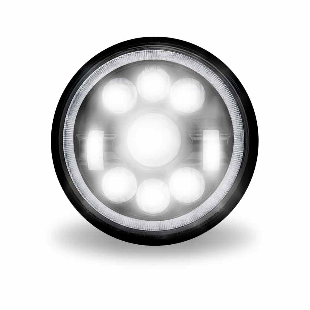 7" LED Projector Headlight with Glow Position LED Halo - Combination High & Low Beam | 3000 Lumens - Thumbnail 2