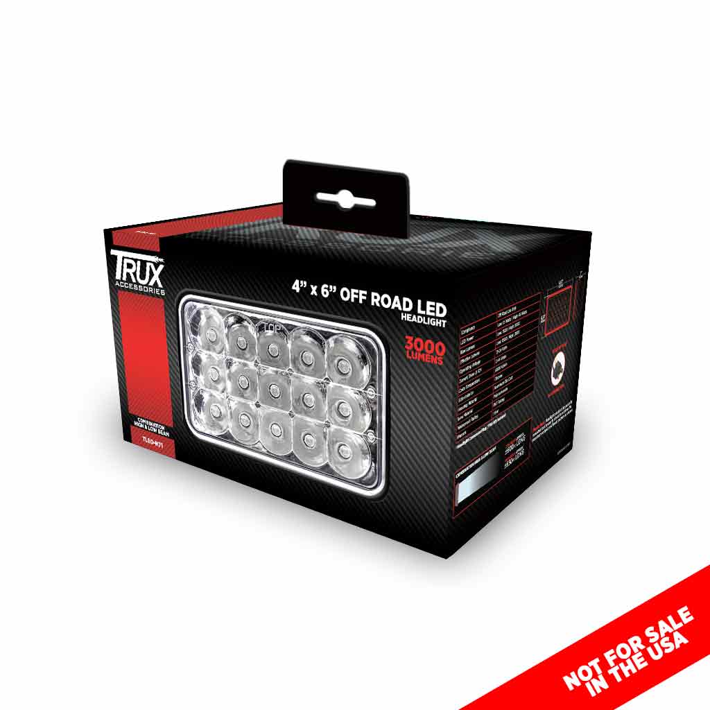 4" x 6" Off Road LED Headlight - Combination High & Low Beam | 3000 Lumens - Thumbnail 11