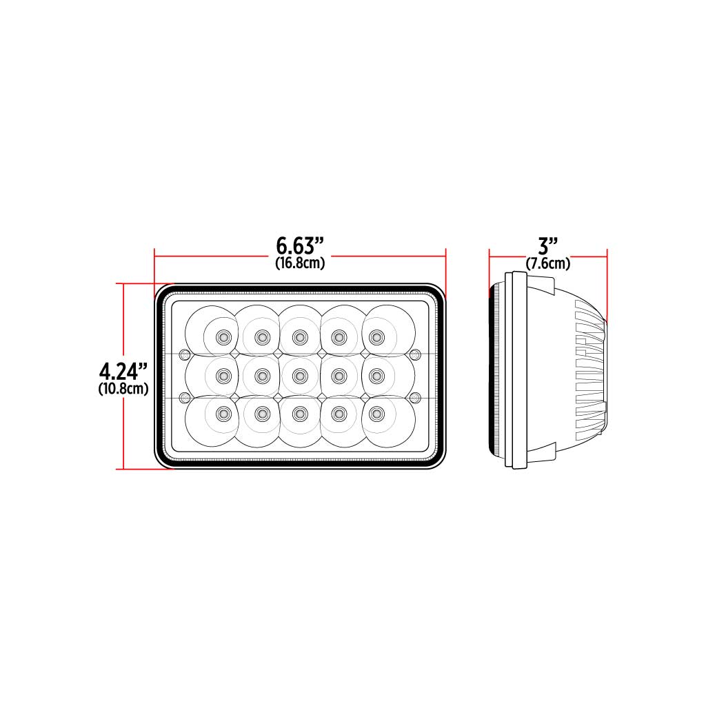 4" x 6" Off Road LED Headlight - Combination High & Low Beam | 3000 Lumens - Thumbnail 8