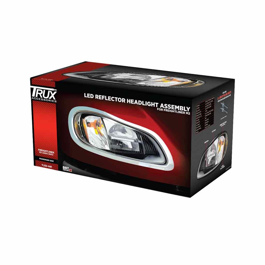 FTL. M2/C2 LED Reflector Headlight Assembly with Side Marker - Black (Passenger Side) - Thumbnail 4