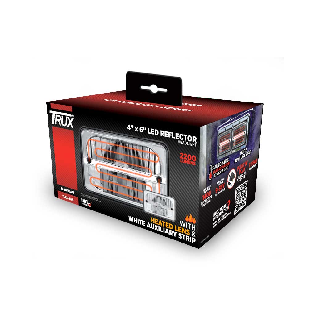 4" x 6" Heated LED Reflector Headlight with Glow Position LED Accent - High Beam | 2200 Lumens - Thumbnail 6