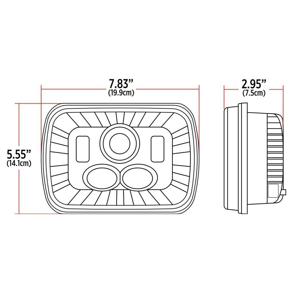 5" x 7" Heated LED Projector Headlight - Combination High & Low Beam | 4000 Lumens - Thumbnail 7