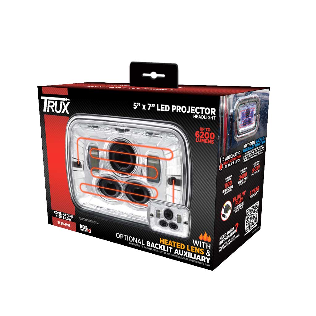 5" x 7" Heated LED Projector Headlight - Combination High & Low Beam | 4000 Lumens - Thumbnail 10