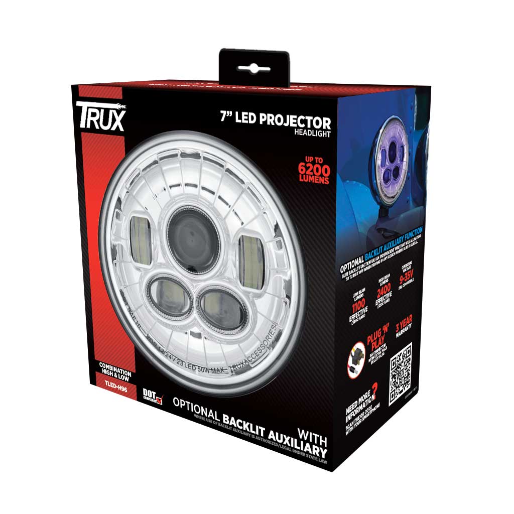 7" LED Projector Headlight - Combination High & Low Beam | 6200 Lumens - Thumbnail 3