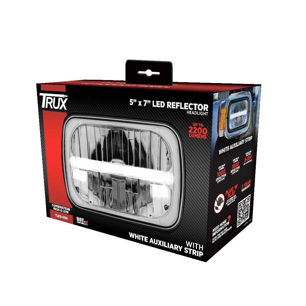 5" x 7" LED Reflector Headlight with Glow Position LED Accent - Combination High & Low Beam | 2200 Lumens - Thumbnail 5