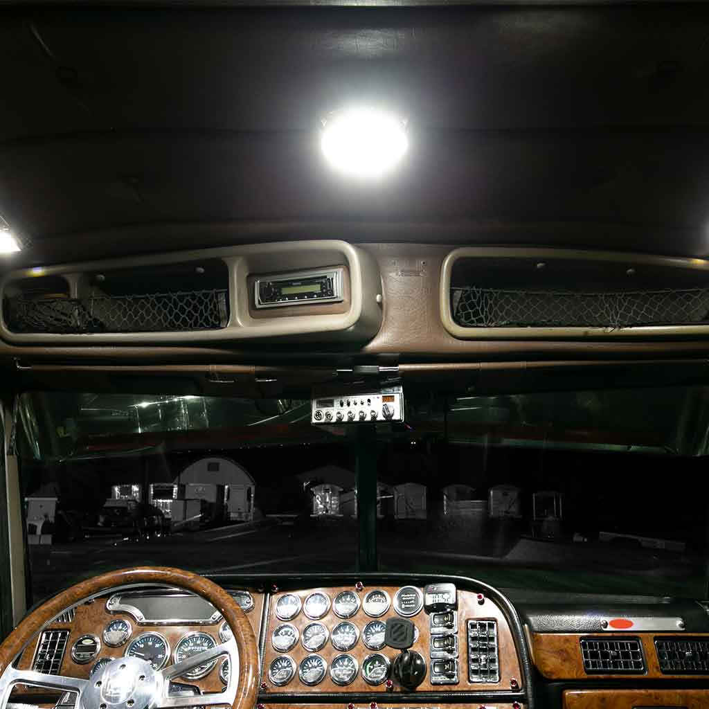 LED Interior Projector Dome 7-Color Cab Light for Peterbilt - Chrome - Thumbnail 4