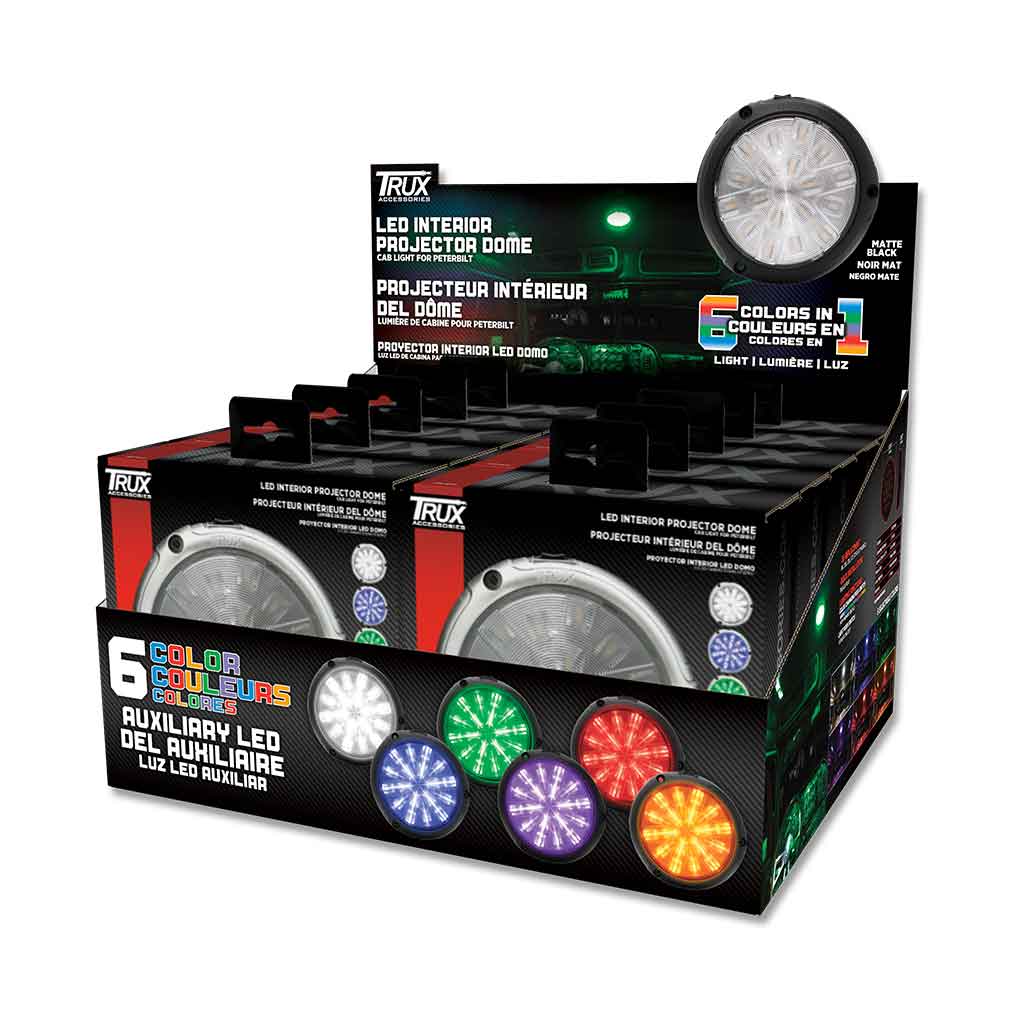 LED Interior Projector Dome 7-Color Cab Light for Peterbilt - Black - Thumbnail 4