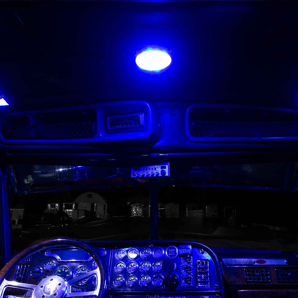 LED Interior Projector Dome 7-Color Cab Light for Peterbilt - Black - Thumbnail 7