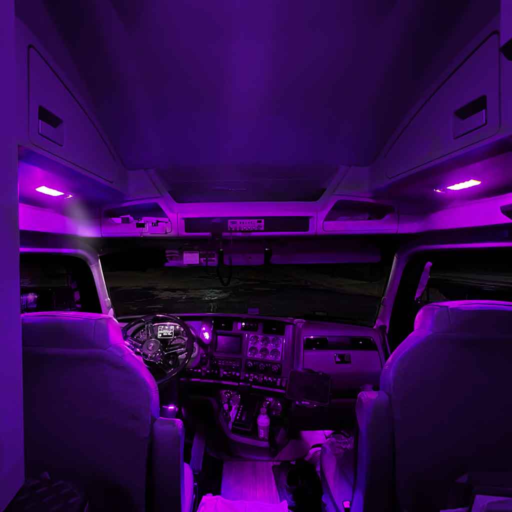 LED Interior Projector Dome & Map 7-Color Cab Light for Kenworth - Chrome - Thumbnail 4