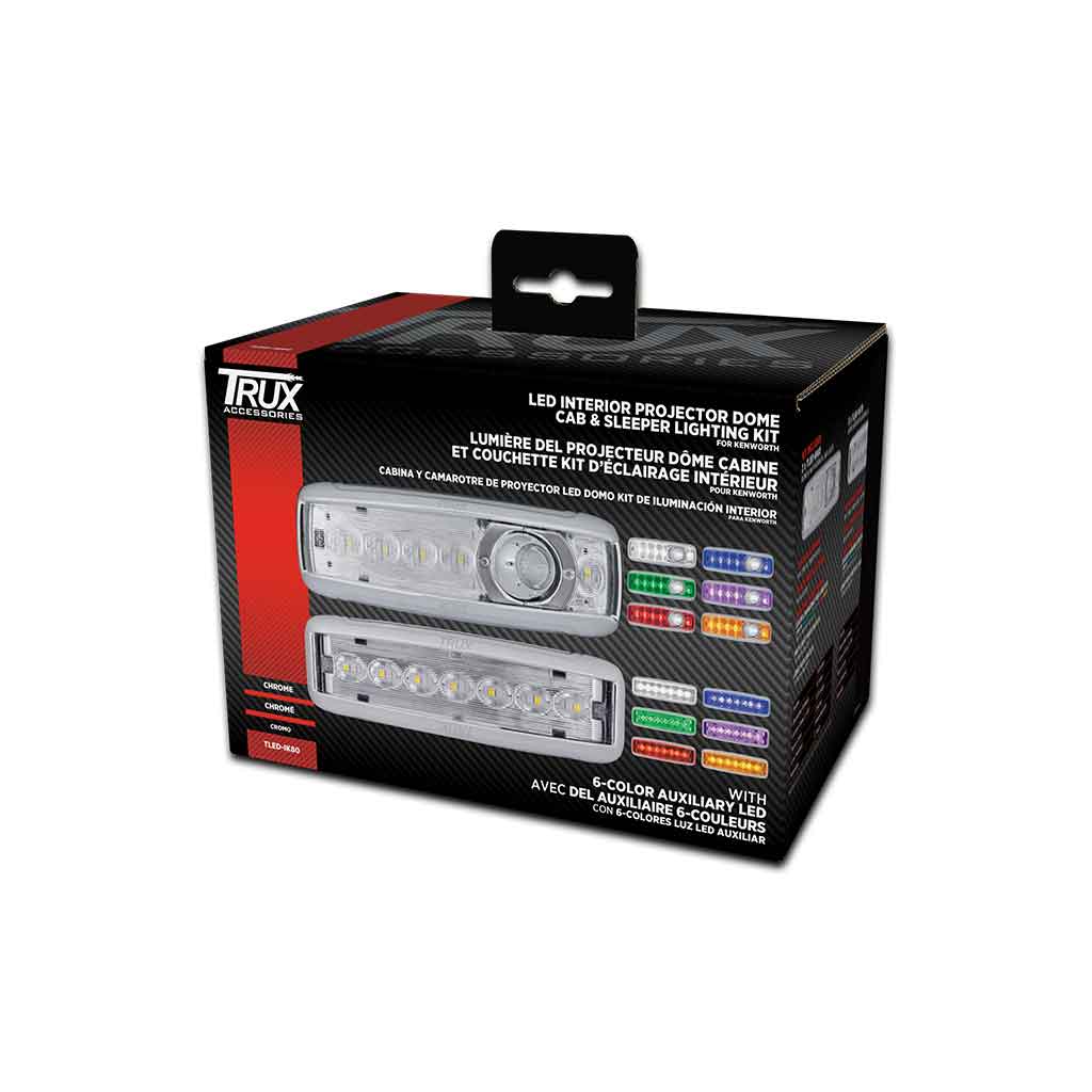 LED Interior Projector Dome 7-Color Cab & Sleeper Lighting Kit for Kenworth - Chrome - Thumbnail 9