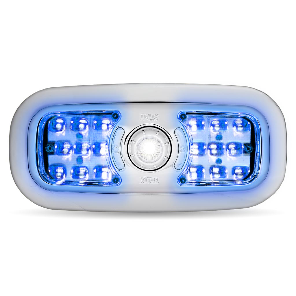 LED Interior Projector Dome & Map 7-Color Cab Light for Peterbilt - Chrome - Thumbnail 14