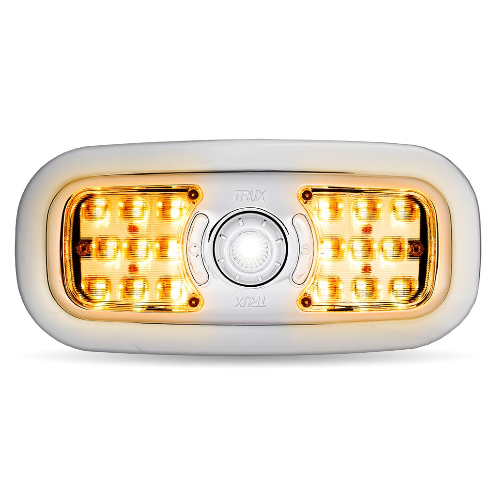 LED Interior Projector Dome & Map 7-Color Cab Light for Peterbilt - Chrome - Thumbnail 3