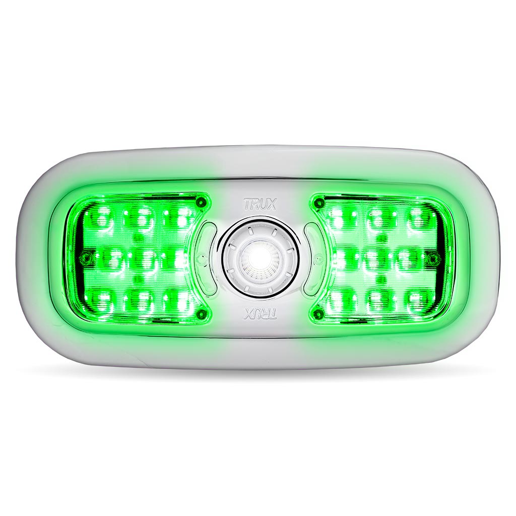 LED Interior Projector Dome & Map 7-Color Cab Light for Peterbilt - Chrome - Thumbnail 10