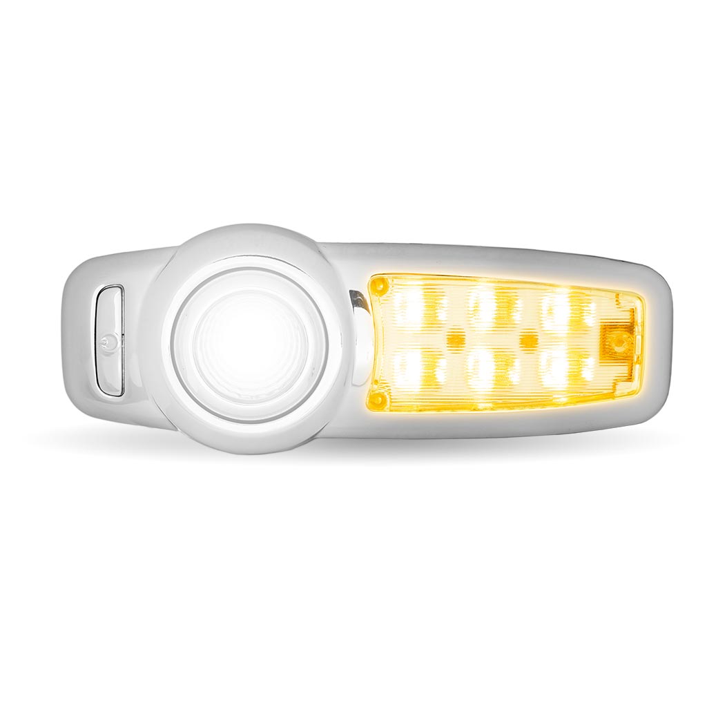 LED Interior Projector Dome & Map 7-Color Cab Light for Peterbilt - Chrome - Thumbnail 3