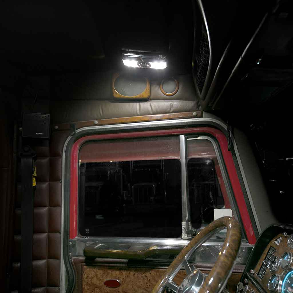LED Interior Projector Dome & Map 7-Color Cab Light for Peterbilt - Chrome - Thumbnail 13