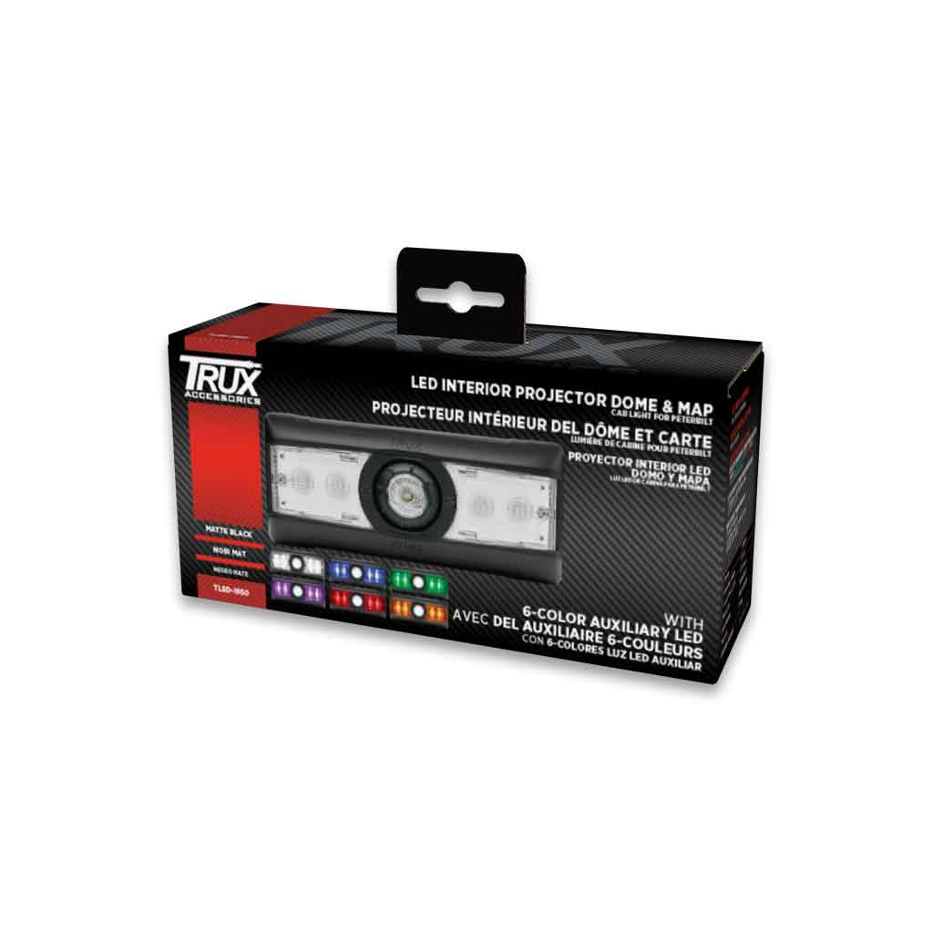 LED Interior Projector Dome & Map 7-Color Cab Light for Peterbilt - Black - Thumbnail 20