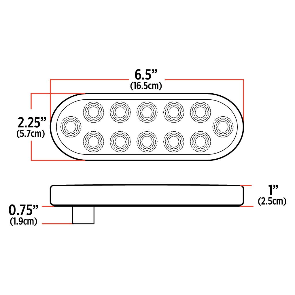 6" Amber Turn & Marker LED Oval Light - 12 Diodes - Thumbnail 3