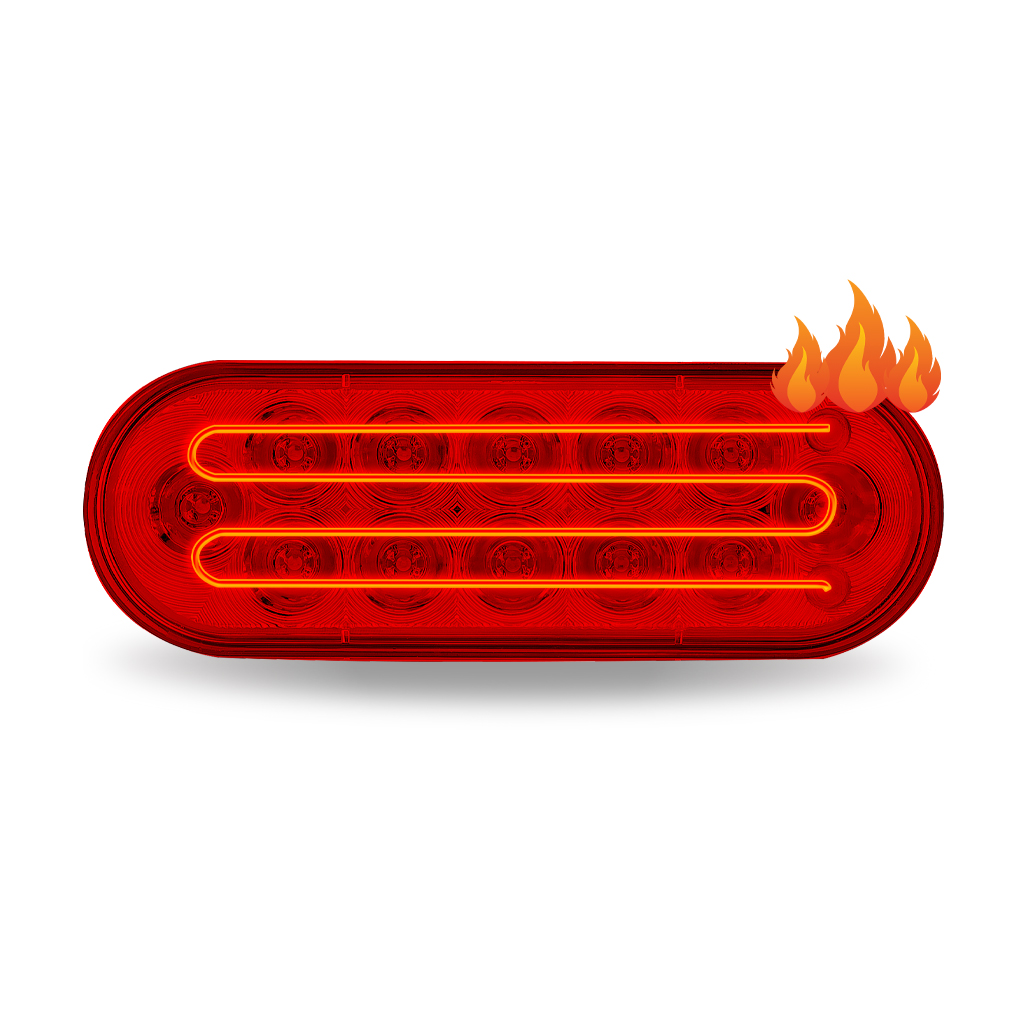 6" Heated Red Stop, Turn & Tail LED Oval Light - 12 Diodes