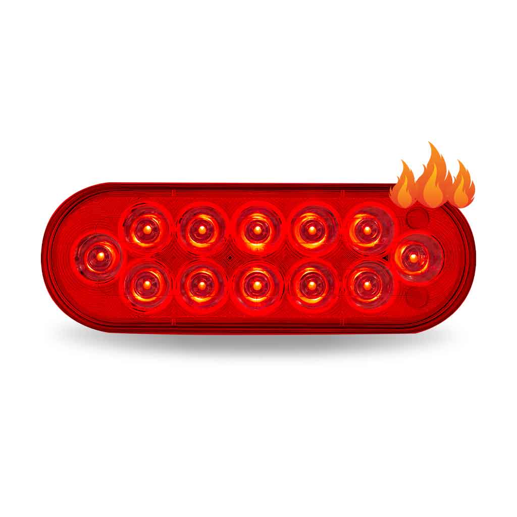 6" Heated Red Stop, Turn & Tail To White Back Up LED Oval Light - 12 Diodes - Thumbnail 3