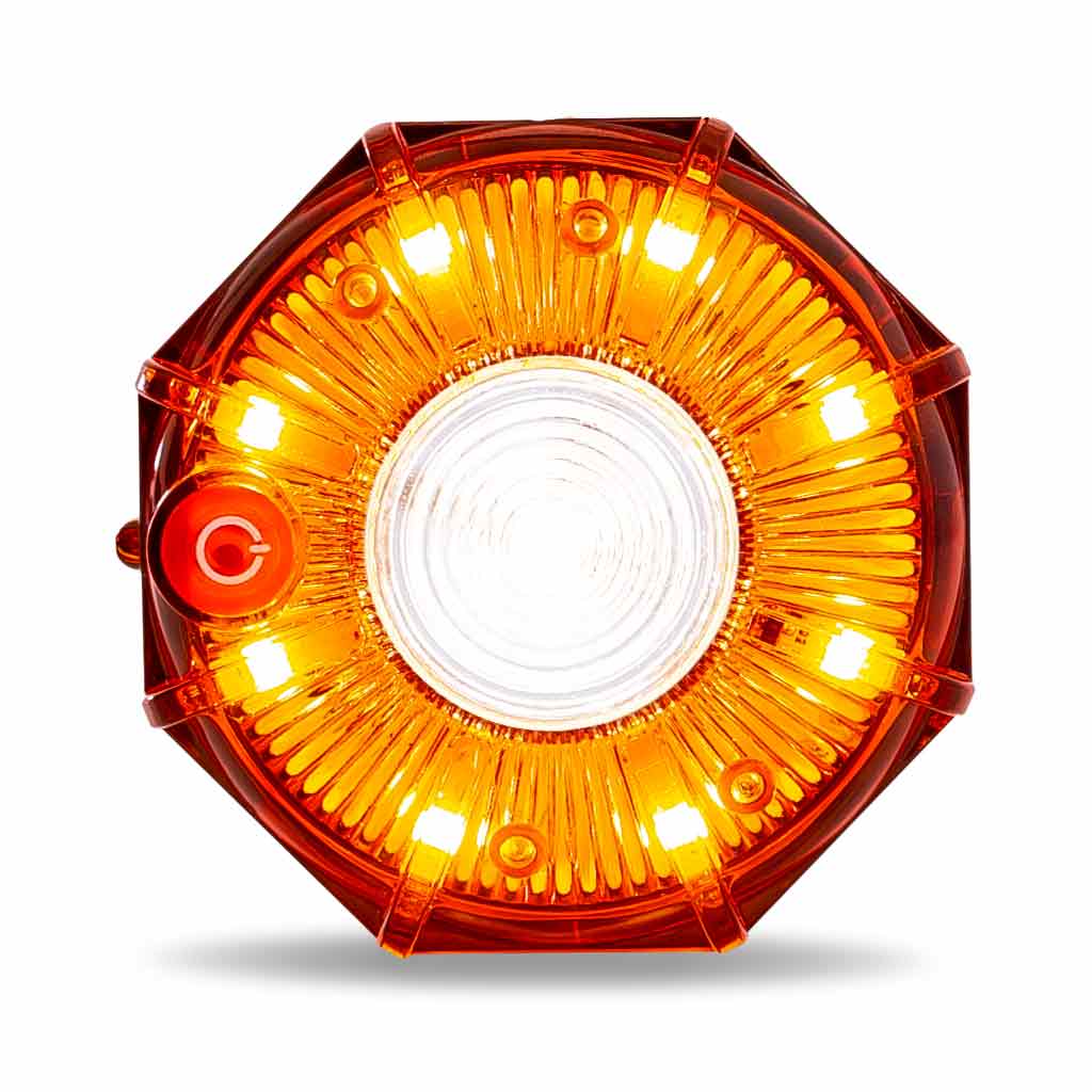 3" Dual Color Amber/White Portable/Magnetic/Hangable LED Flashing Mini Pucks - 9 Diodes - Thumbnail 2
