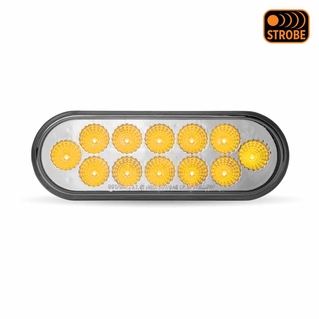 6" Amber Turn & Marker to Amber Strobe LED Oval Light - 12 Diodes - Thumbnail 3