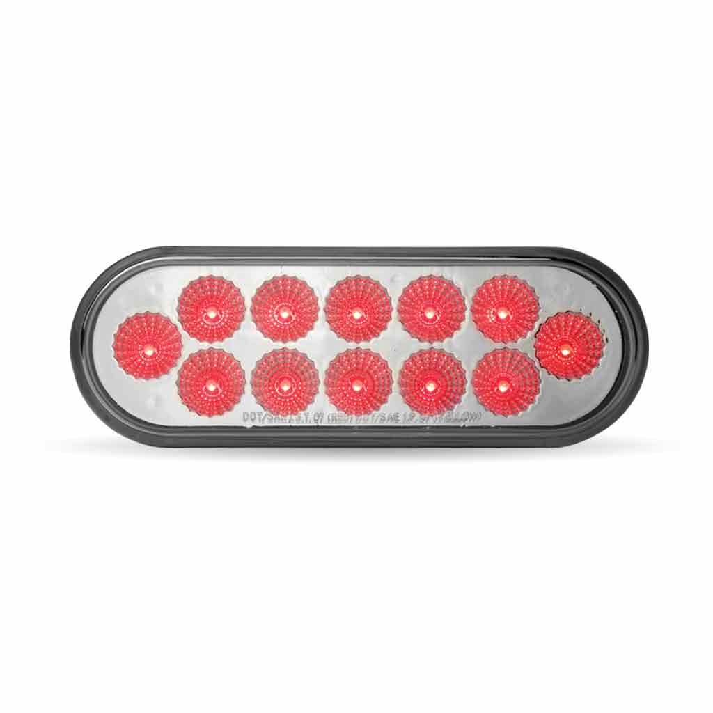 6" Red Stop, Turn & Tail to White Back Up LED Oval Light - 12 Diodes - Thumbnail 9