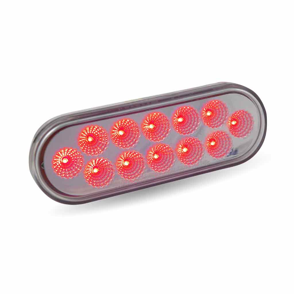 6" Red Stop, Turn & Tail to Amber Strobe LED Oval Light - 12 Diodes - Thumbnail 5