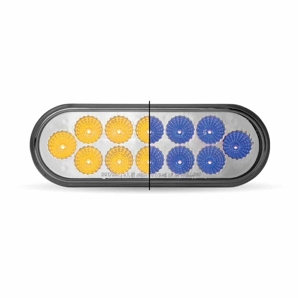 6" Amber Turn & Marker to Blue Auxiliary LED Oval Light - 12 Diodes