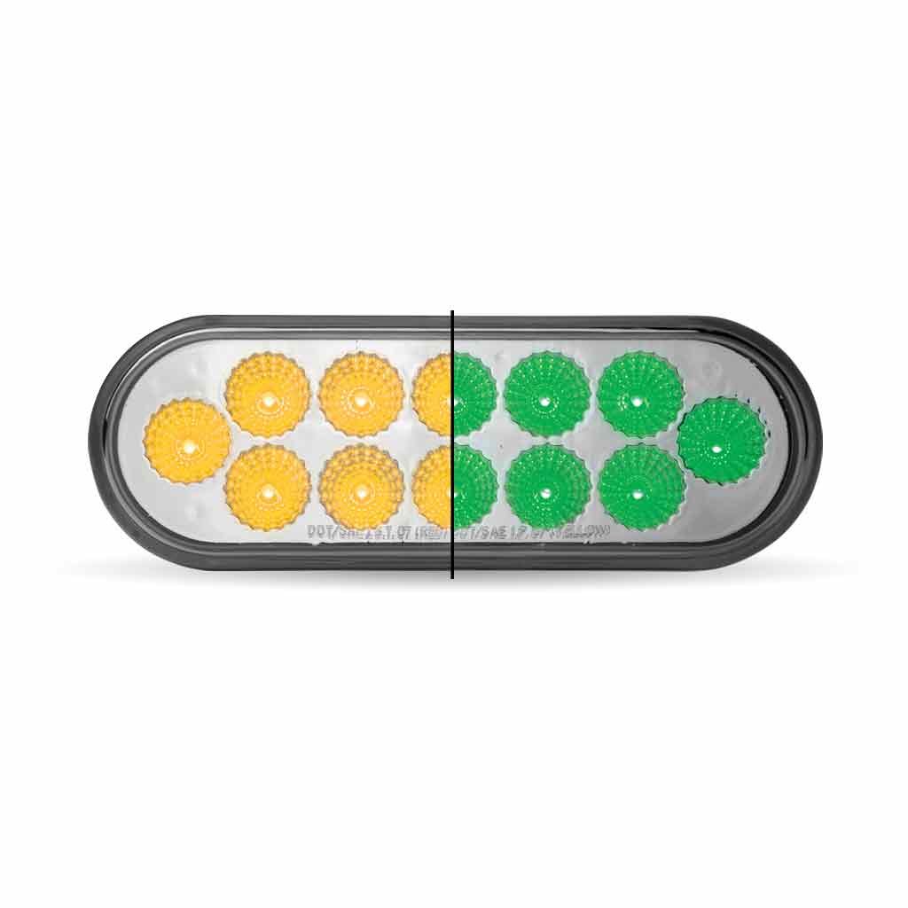 6" Amber Turn & Marker to Green Auxiliary LED Oval Light - 12 Diodes - Thumbnail 7