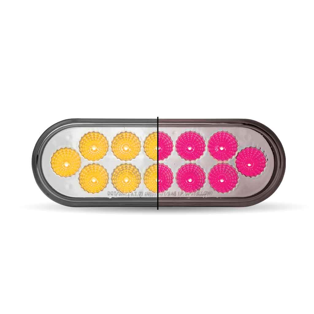 6" Amber Turn & Marker to Pink Auxiliary LED Oval Light - 12 Diodes