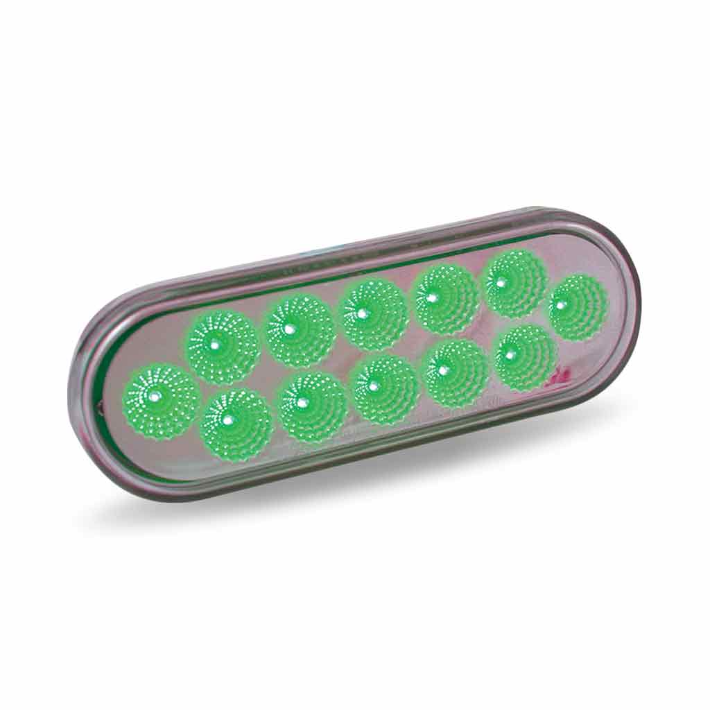 6" Red Stop, Turn & Tail to Green Auxiliary LED Oval Light - 12 Diodes - Thumbnail 5