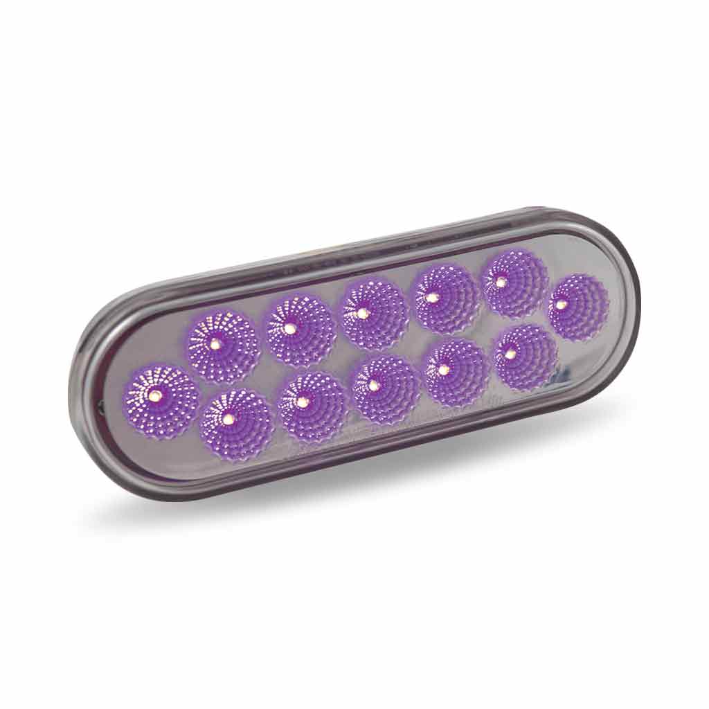 6" Red Stop, Turn & Tail to Purple Auxiliary LED Oval Light - 12 Diodes - Thumbnail 3