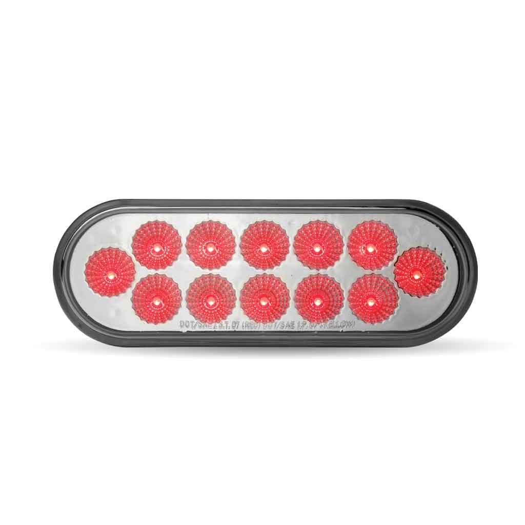 6" Red Stop, Turn & Tail to Pink Auxiliary LED Oval Light - 12 Diodes - Thumbnail 4
