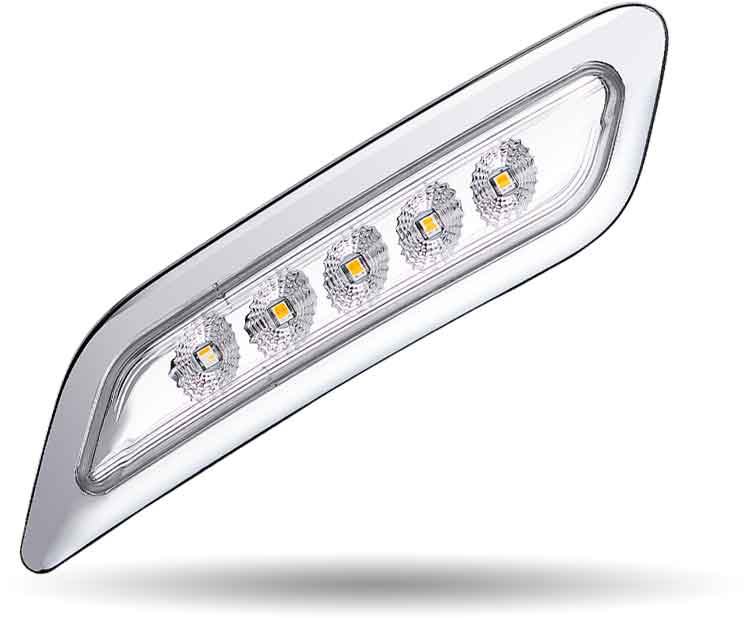 Amber Turn & Marker to Green Auxiliary Peterbilt LED Door Light - 5 Diodes | Driver Side - Thumbnail 2