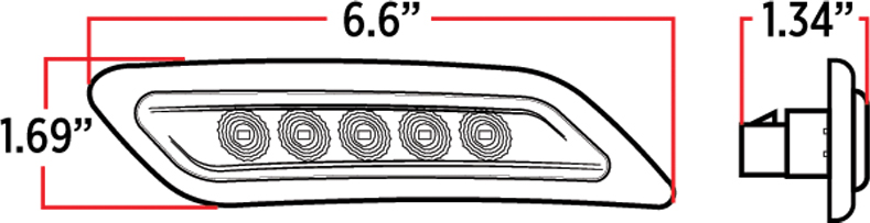Amber Turn & Marker to Green Auxiliary Peterbilt LED Door Light - 5 Diodes | Driver Side - Thumbnail 5