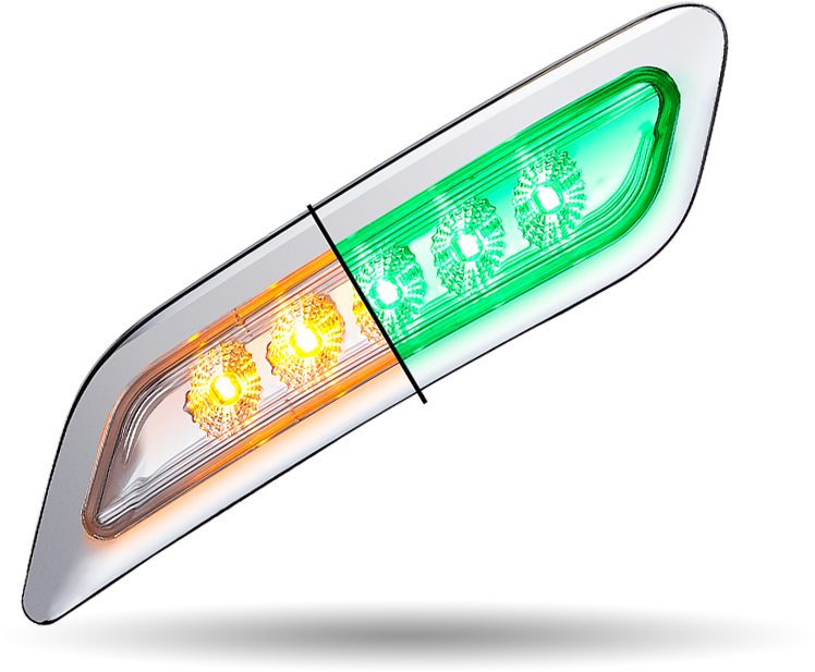 Amber Turn & Marker to Green Auxiliary Peterbilt LED Door Light - 5 Diodes | Passenger Side - Thumbnail 6