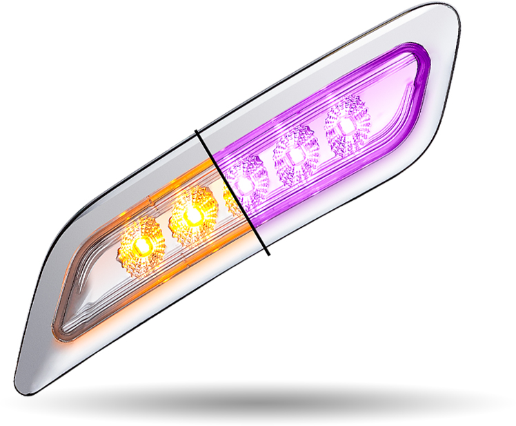 Amber Turn & Marker to Purple Auxiliary Peterbilt LED Door Light - 5 Diodes | Passenger Side - Thumbnail 4
