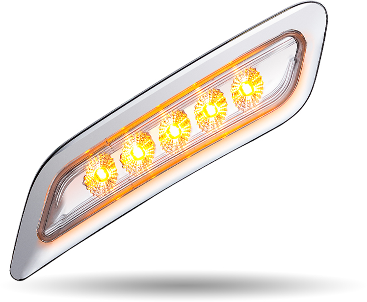 Clear Amber Turn & Marker Peterbilt LED Door Light - 5 Diodes | Passenger Side