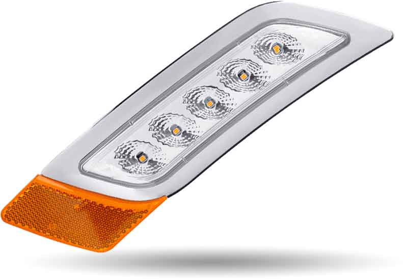 Amber Turn & Marker to Purple Auxiliary Peterbilt LED Fender Light - 5 Diodes | Driver Side