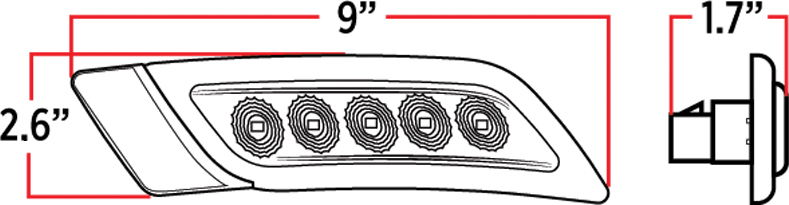 Amber Turn & Marker to Purple Auxiliary Peterbilt LED Fender Light - 5 Diodes | Driver Side - Thumbnail 4