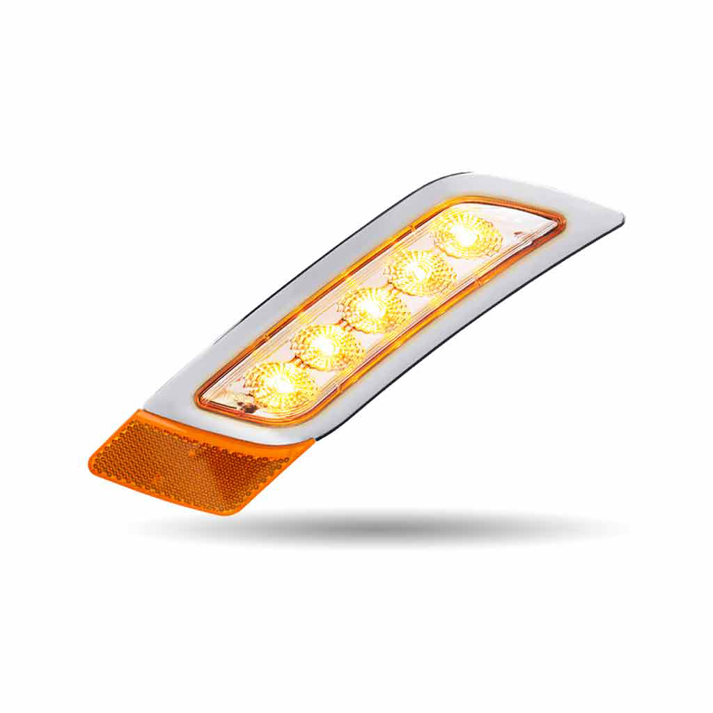 Clear Amber Turn & Marker Peterbilt LED Fender Light - 5 Diodes | Driver Side - Thumbnail 2