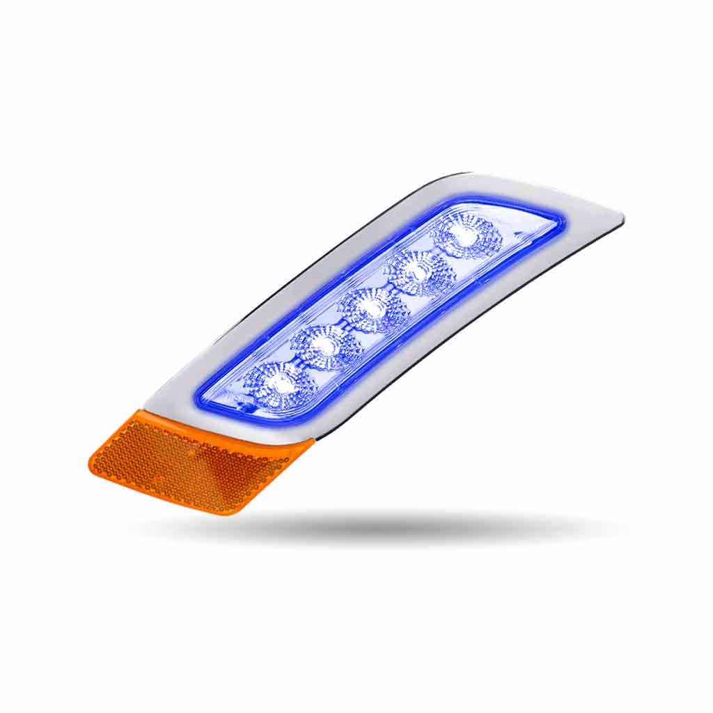 Amber Turn & Marker to Blue Auxiliary Peterbilt LED Fender Light - 5 Diodes | Passenger Side - Thumbnail 5