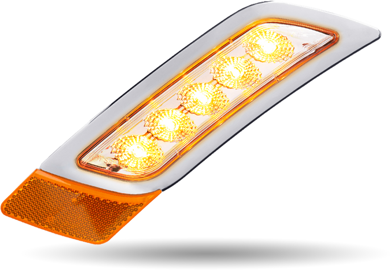 Clear Amber Turn & Marker Peterbilt LED Fender Light - 5 Diodes | Passenger Side
