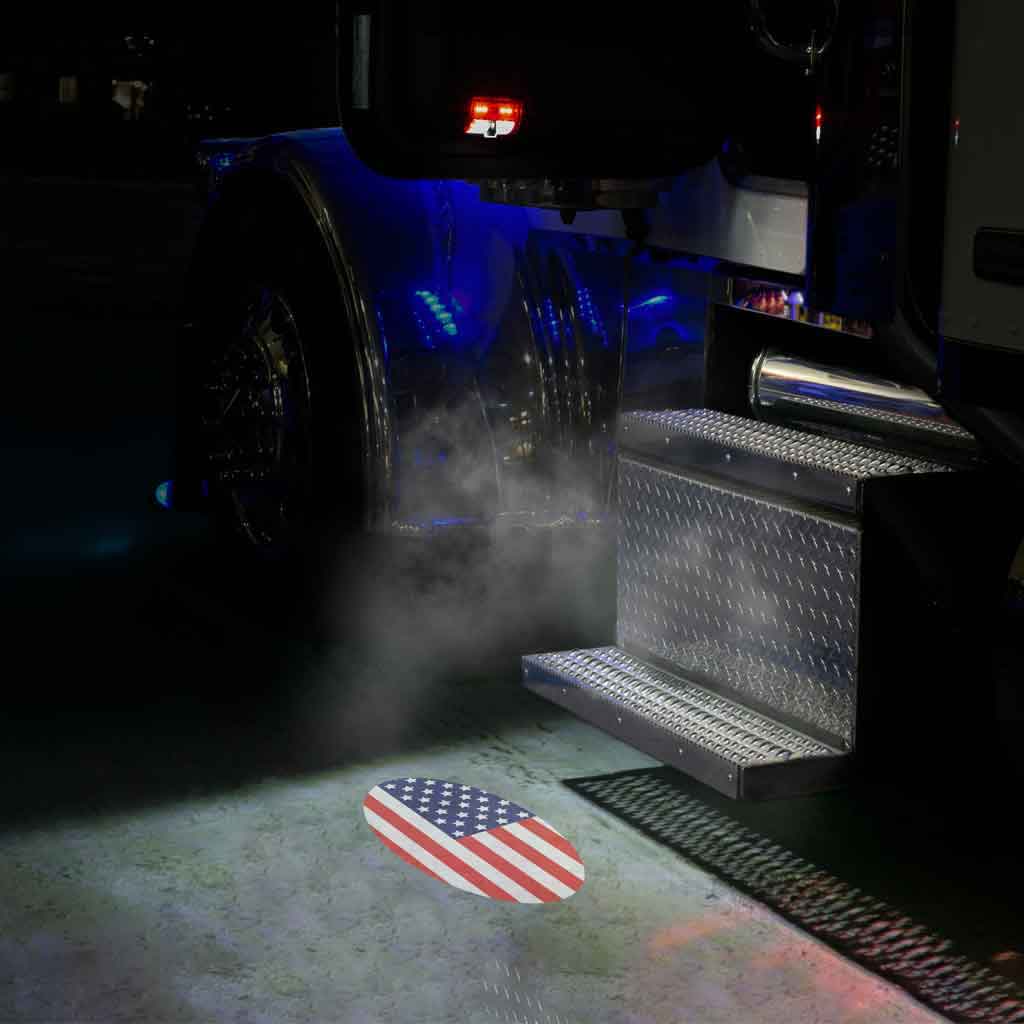Oval USA Flag Projector LED Door Light for Peterbilt & Kenworth - Driver Side - Thumbnail 12